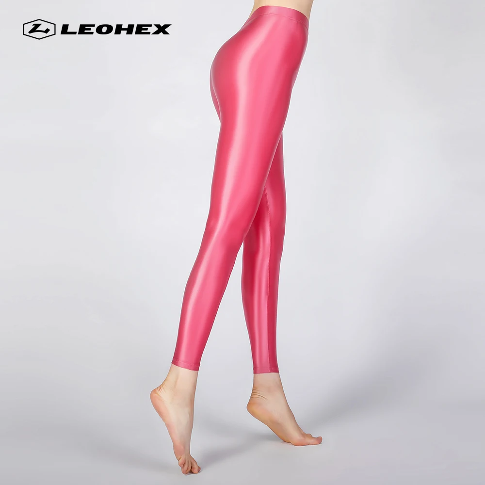 LEOHEX 2022 Sexy Satin Glossy Leggings Trousers Glitter Stockings Shiny Japanese Ankle-Length Pants High Waist Tights Women