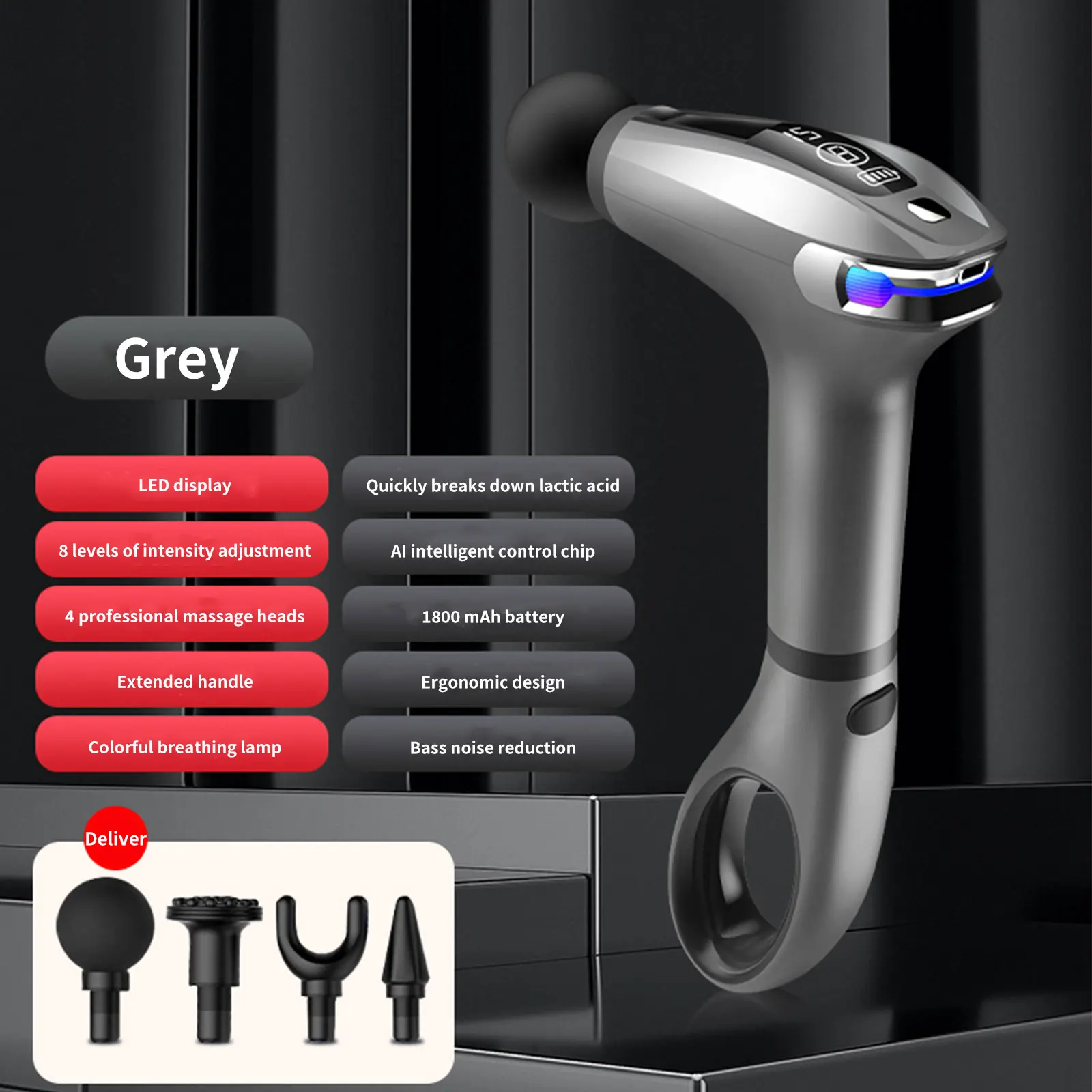 Мощный ударный массажер с удлиненной эргономичной ручкой