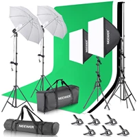 neewer photo studio led softbox umbrella lighting kit background support stand 3 color backdrop for photography video shooting