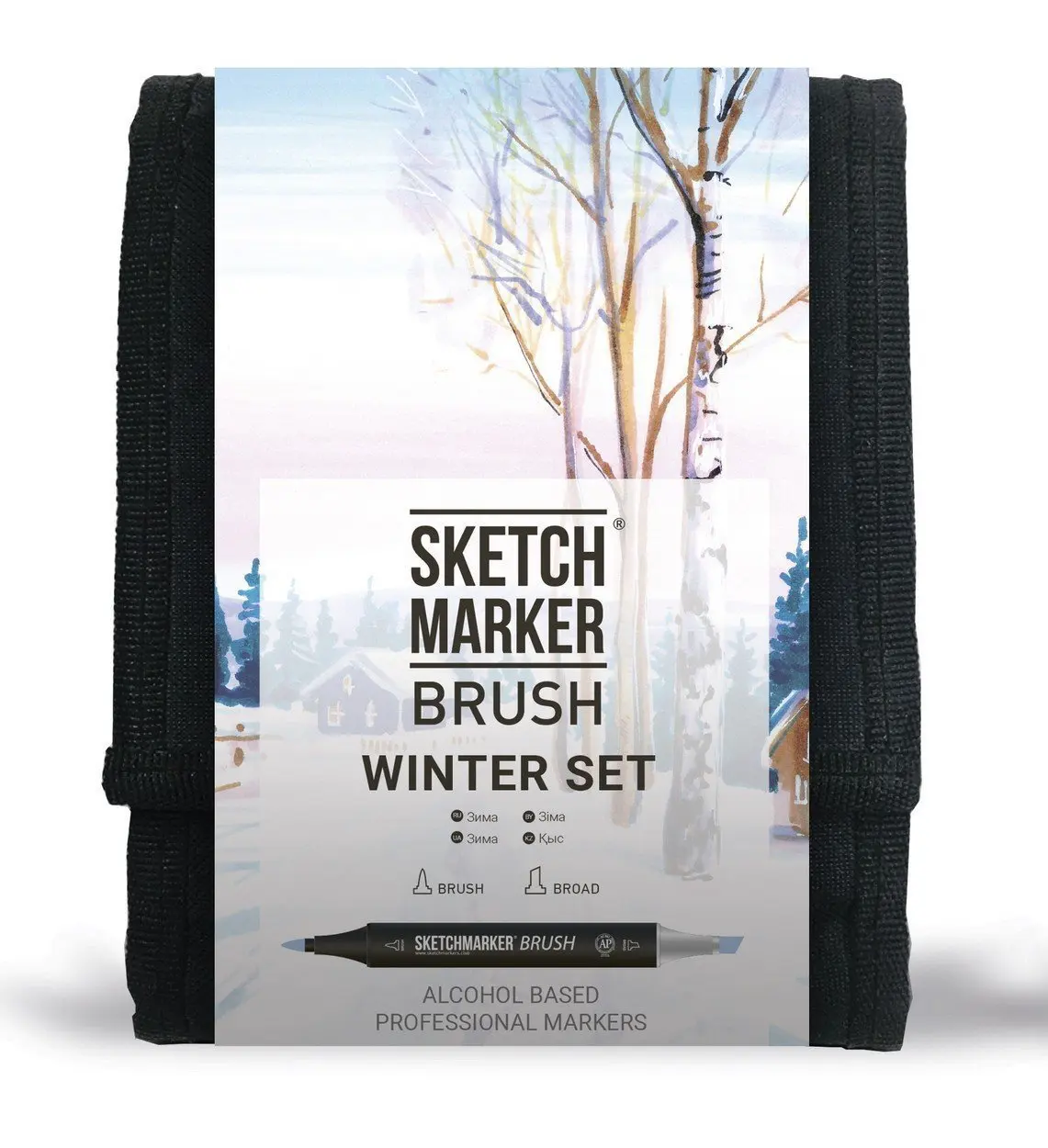 Sketchmarker Набор маркеров на спиртовой основе BRUSH Winter Set 12шт зима сумка органайзер