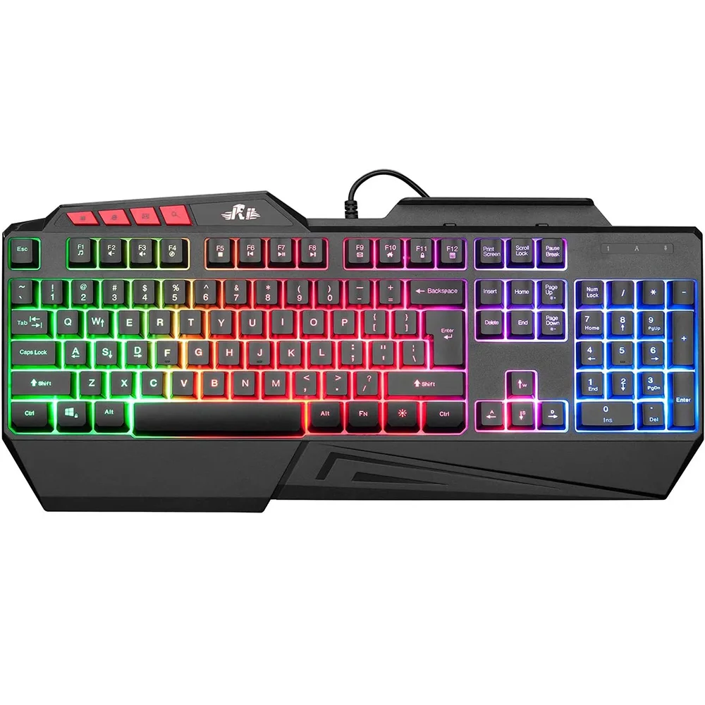 

Rii RK202 RGB Gaming Keyboard Multiple Color Rainbow LED Backlit USB 104 Keys Silent Keyboard For Windows Mac PC Gamers