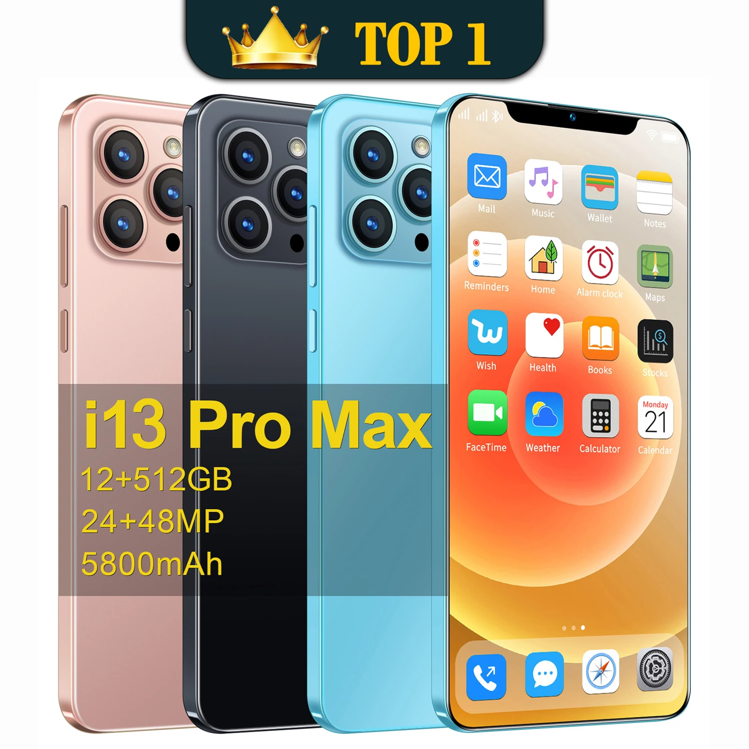 Разблокированный телефон с двумя SIM-картами i13 Promax экран 6 7 дюйма дешевые