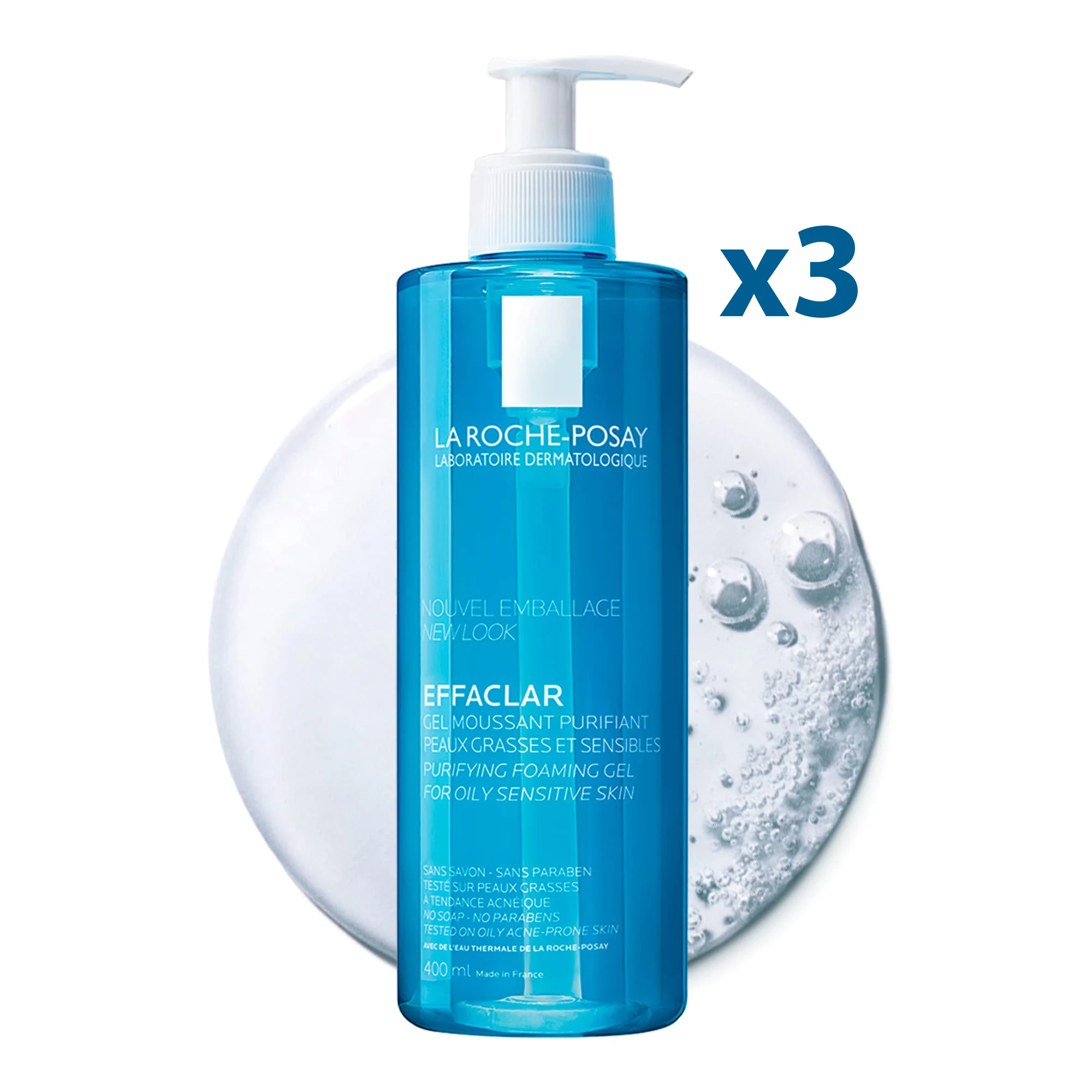 

La Roche Posay Effaclar Cleansing Gel 400ml-Oily and Acne-Trend Showing Skin 3 PCS