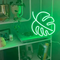 monstera leaf led neon sign indoor wall decoration neon light small neon sign night lamp usb powered wall hanging sign