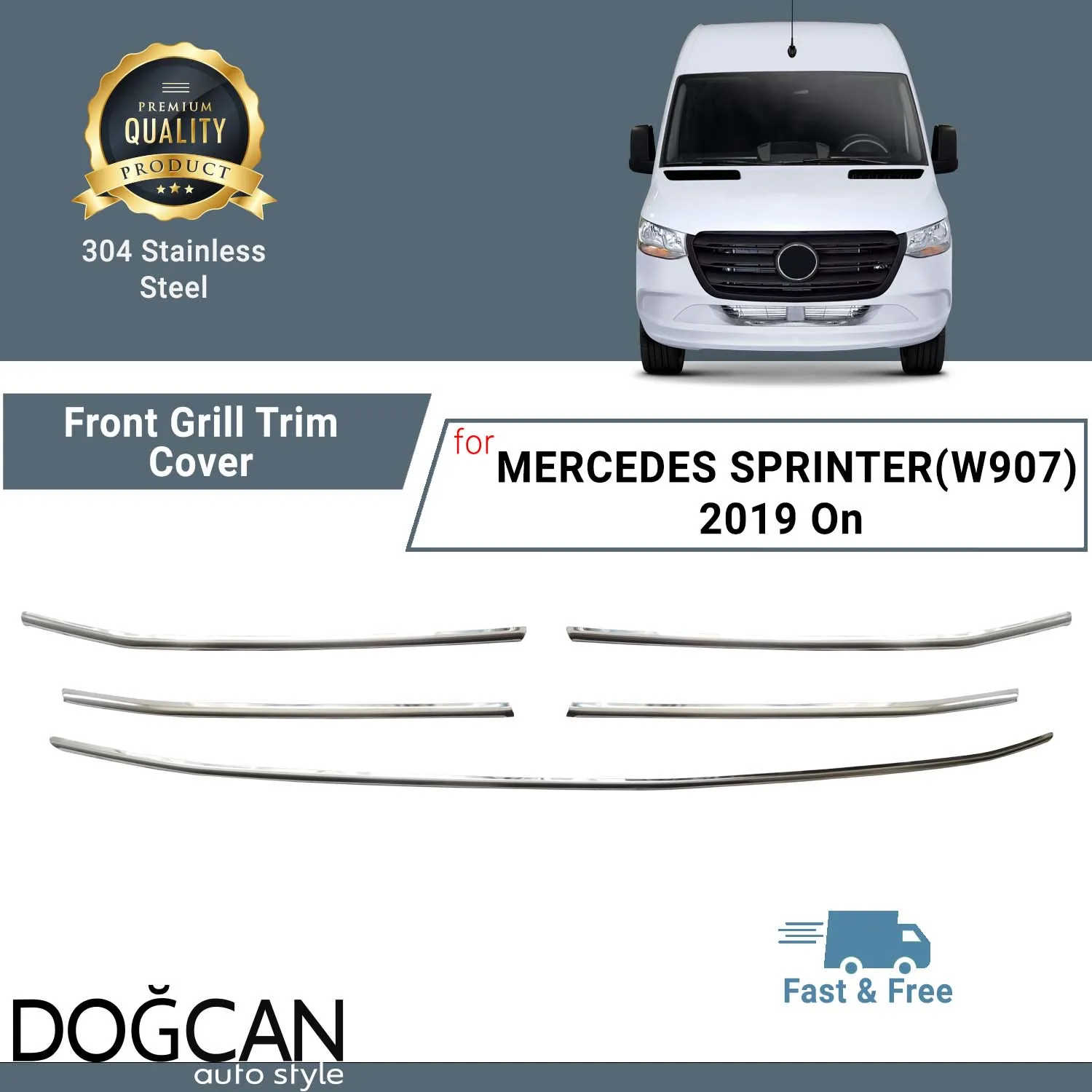 

Хромированная передняя накладка на гриль для MERCEDES SPRINTER(W907) 2018, защита для гриля из нержавеющей стали, блестящий и цыпленчатый вид