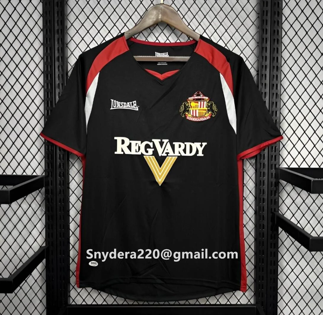 Ретро 05/06 Sunderland Away Черные быстросохнущие тренировочные рубашки