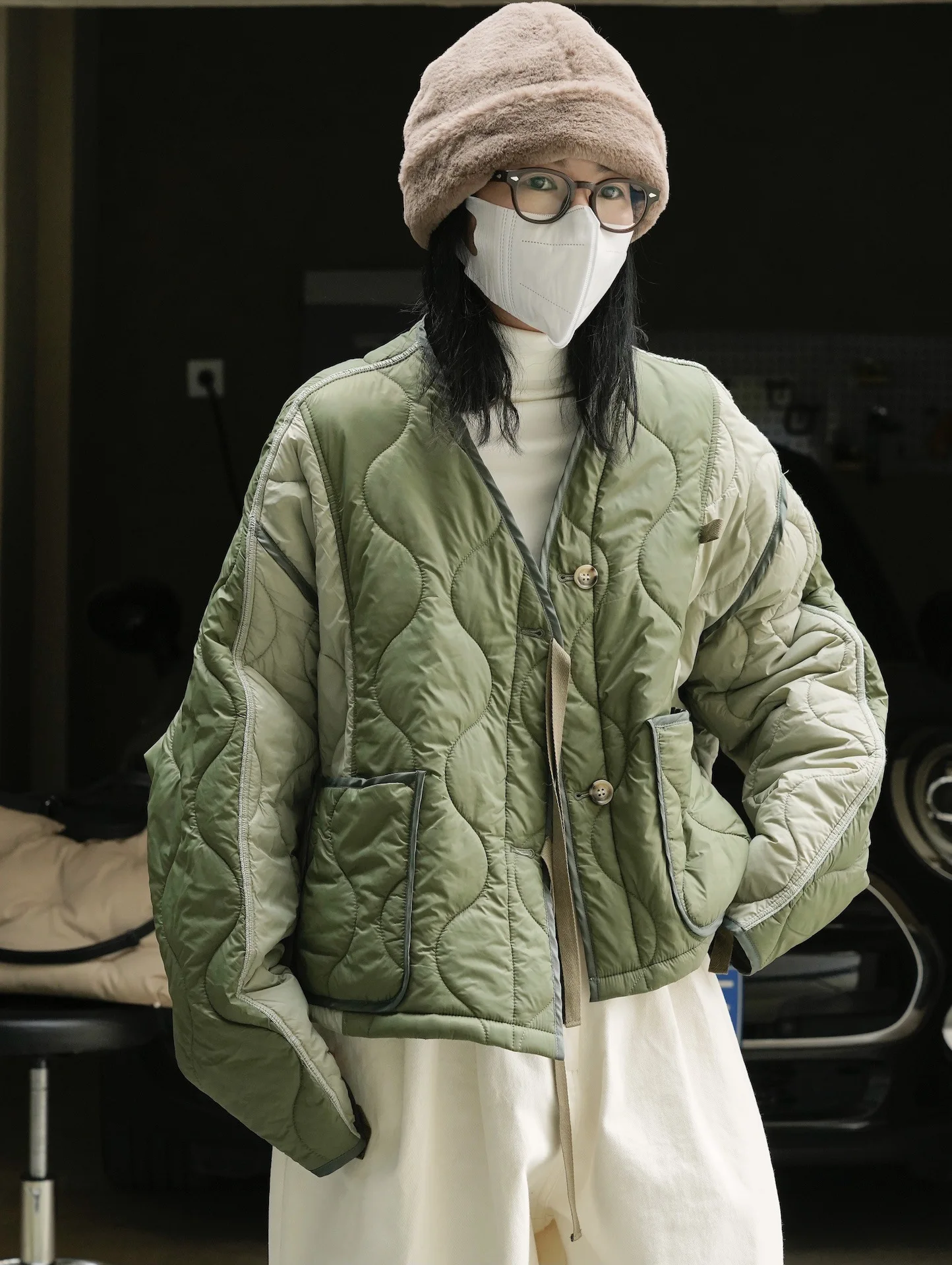 

woman warm winter short coat