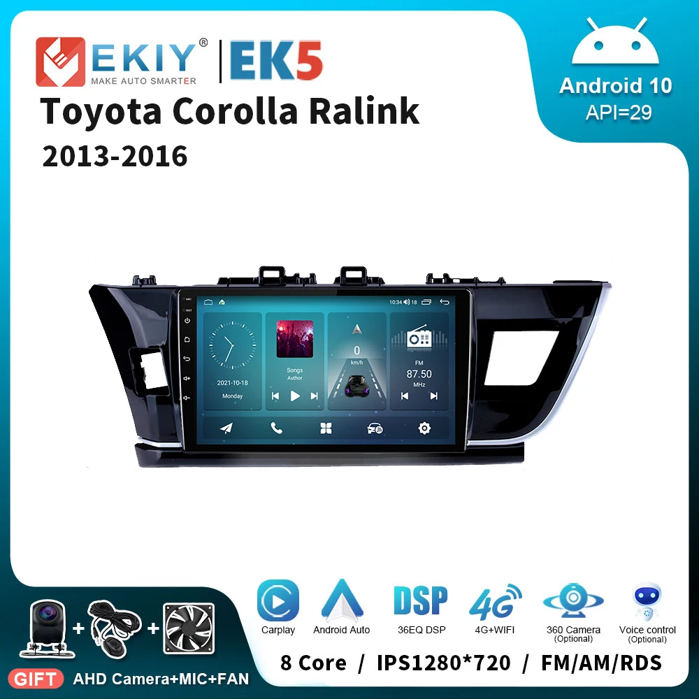 

EKIY EK5 10" Car Radio For Toyota Corolla Ralink 2013-2016 Android Auto Navigation Video Player Carplay Stereo GPS Head Unit DSP