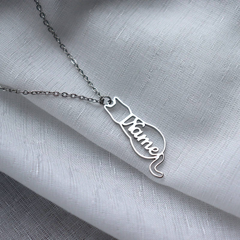 Ожерелье с именем животного кошки позолоченное 18 карат персонализированная