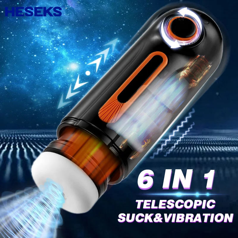 HESEKS 4in1 Automatic Telescopic Sucking Vibration Masturbators For Men Pussy Vaginas For Men Real Blowjob Sex Toys For Men
