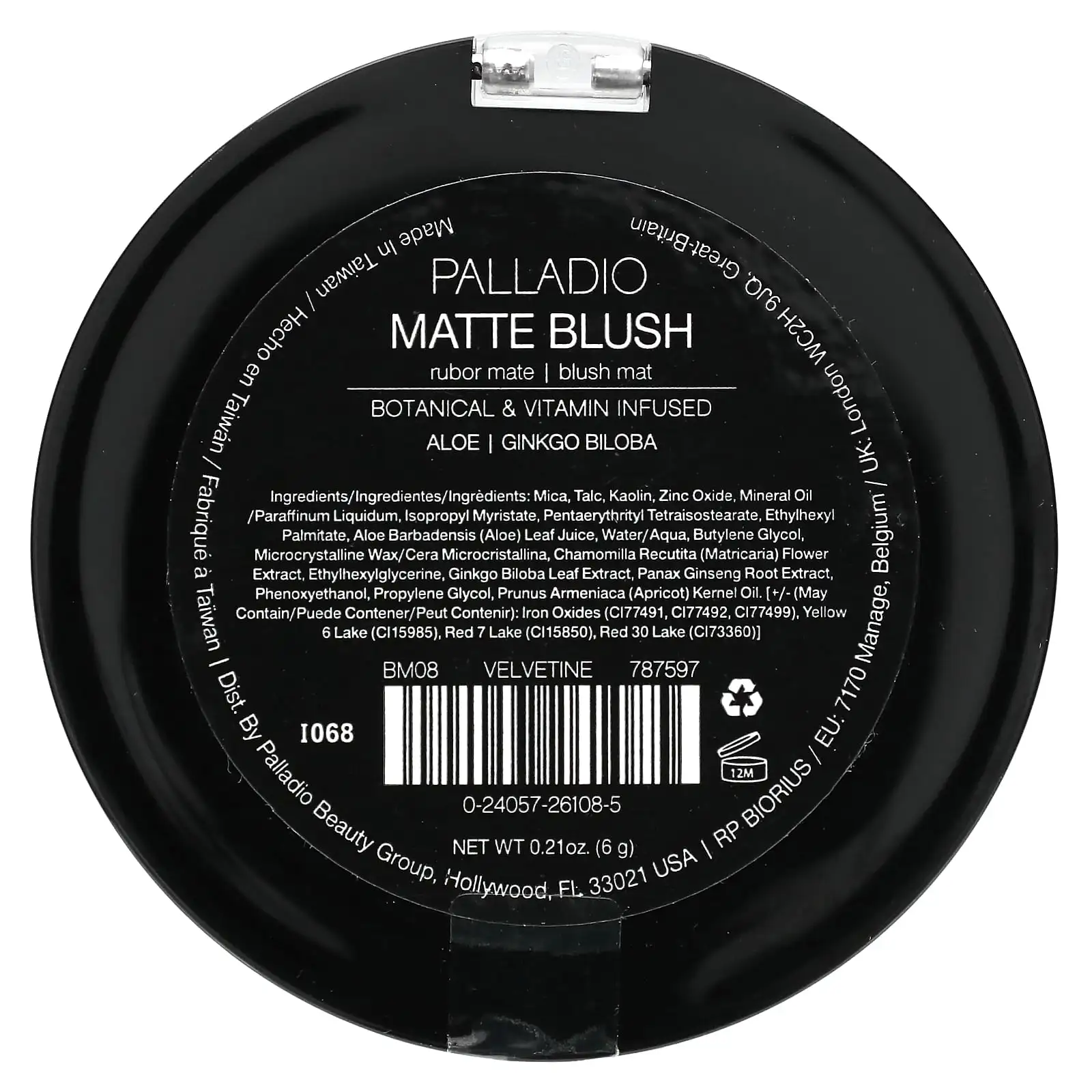 Palladio матовые румяна Velvetine DM08 6 г (0 21 унции) |