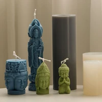 guanyin buddha design candle silicone mold three faced buddha candle making soap mold epoxy resin crafts gift aroma gypsum mould
