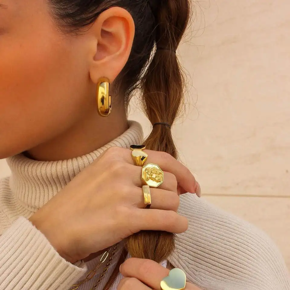 Женские серьги-кольца из нержавеющей стали 18 К