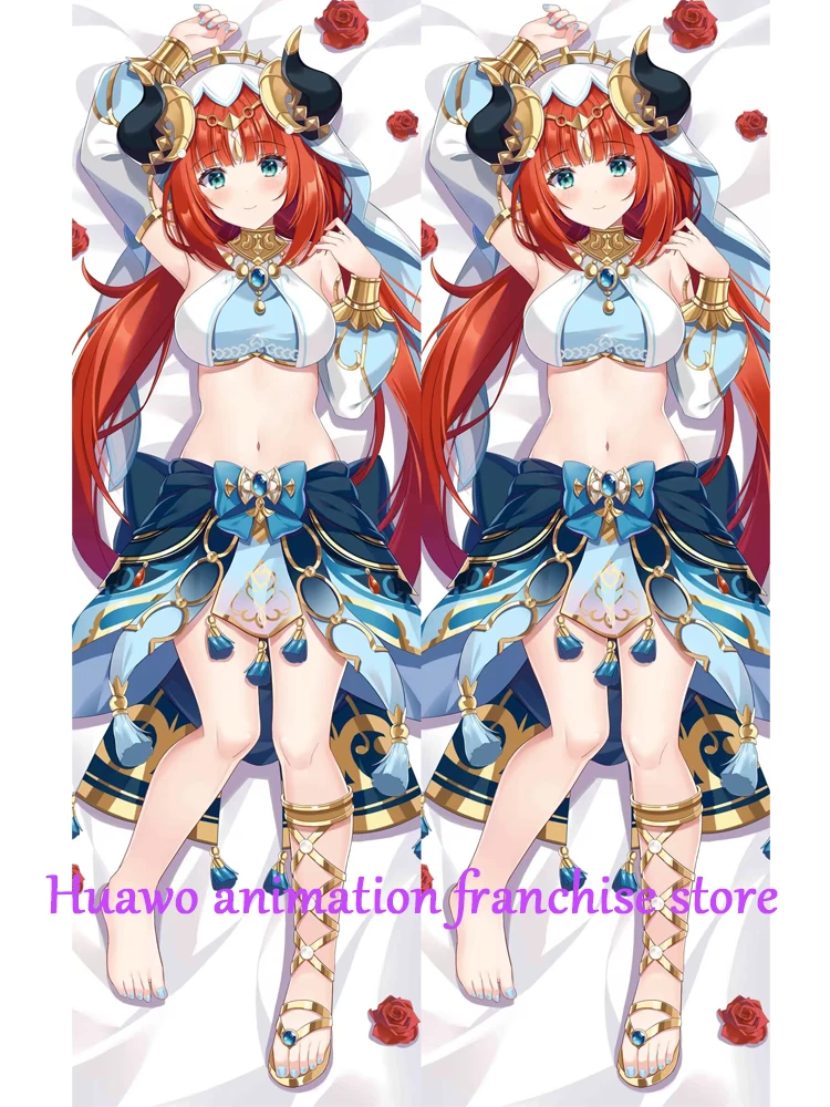 Подушка Двухсторонняя наволочка с рисунком из аниме Dakimakura Nilou обнимающая для