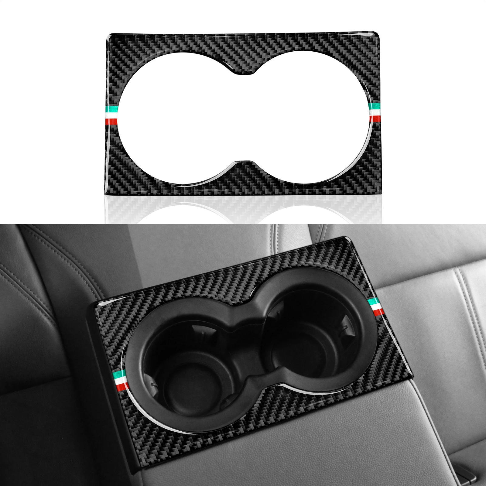 

Cup Holder Frame Cover Trim Rear Row Real Carbon Fiber Decals Sticker For Alfa Romeo Giulia 952 2007-2009 Accessories