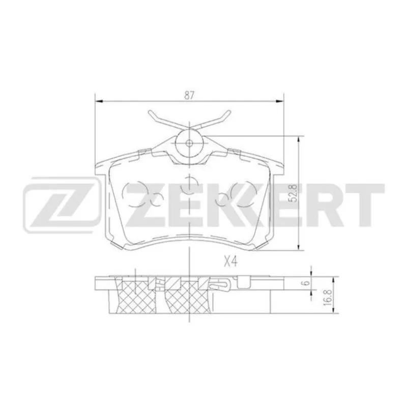 Колодки тормозные Audi A6 99-, A8 96-; VW Bora 00-, Sharan 96-; Peugeot 807 02- задние дисковые Zekkert BS-1687