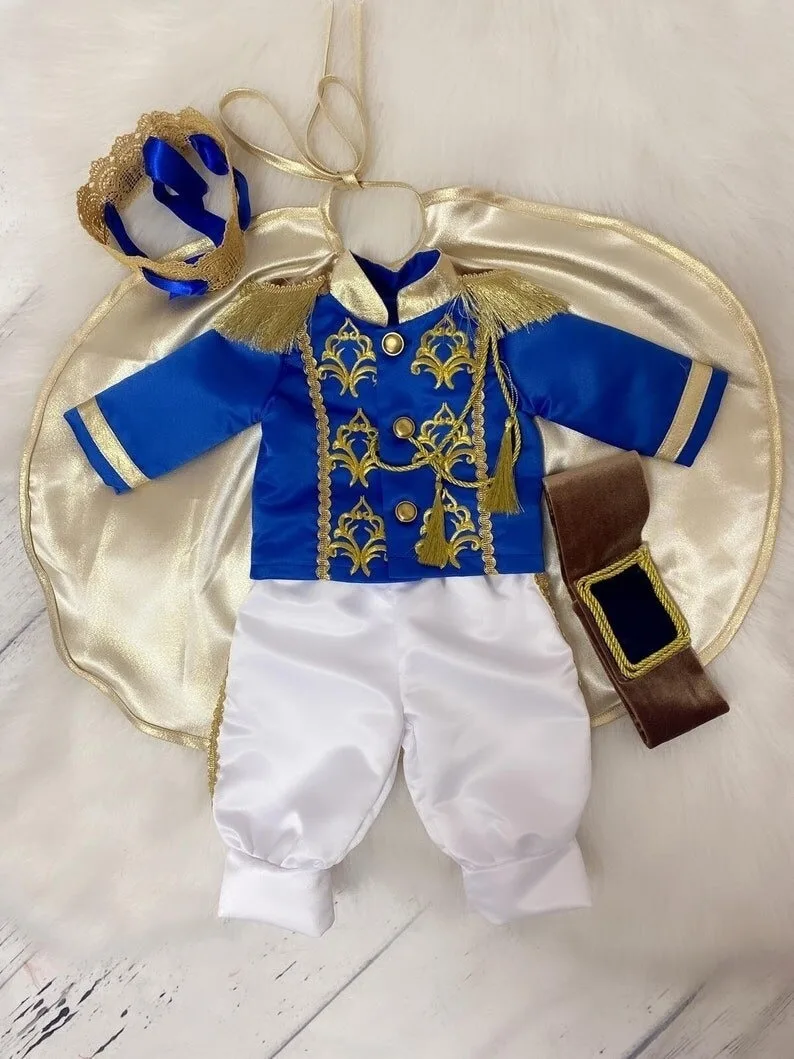 Holiday Charming Prince Costume King Costume for Baby First Birthday Outfit Boy Christening Outfit Baby Dedication Outfit