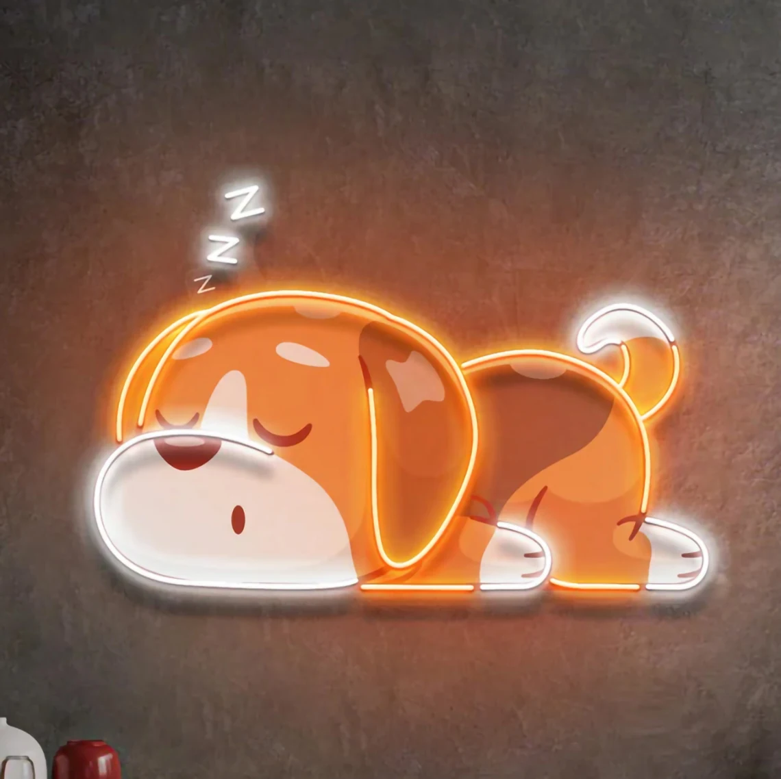 Неоновая вывеска &quotСобака засыпающая&quot акрил