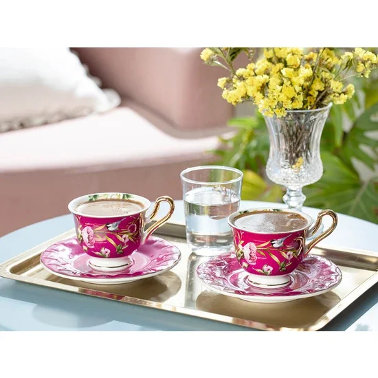 

English Home Vanilla Porcelain Set of 2 Coffee Cups 90 ml Blue-Purple