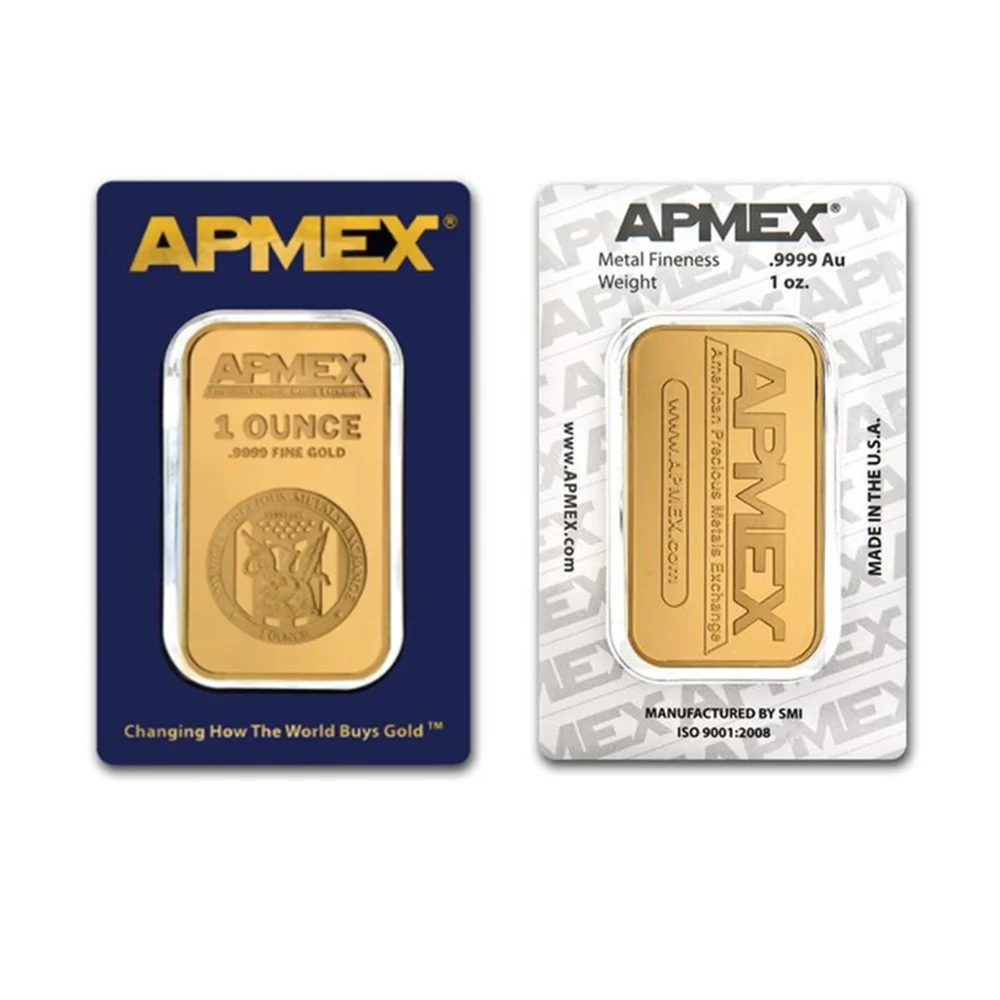 

1 oz APMEX Gold Bar High Quality Gold plated Apmex Bullion Non-Magnetic Silver Bar Hot Selling Business Gift Collectible