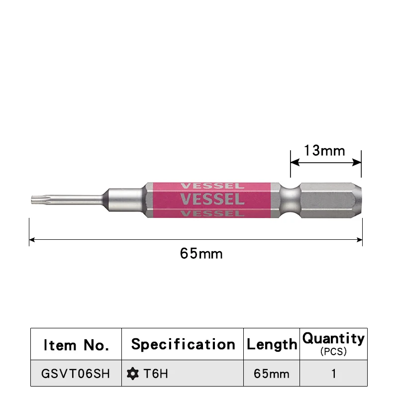 

VESSEL Магнитная шестигранная отвертка T4-T40