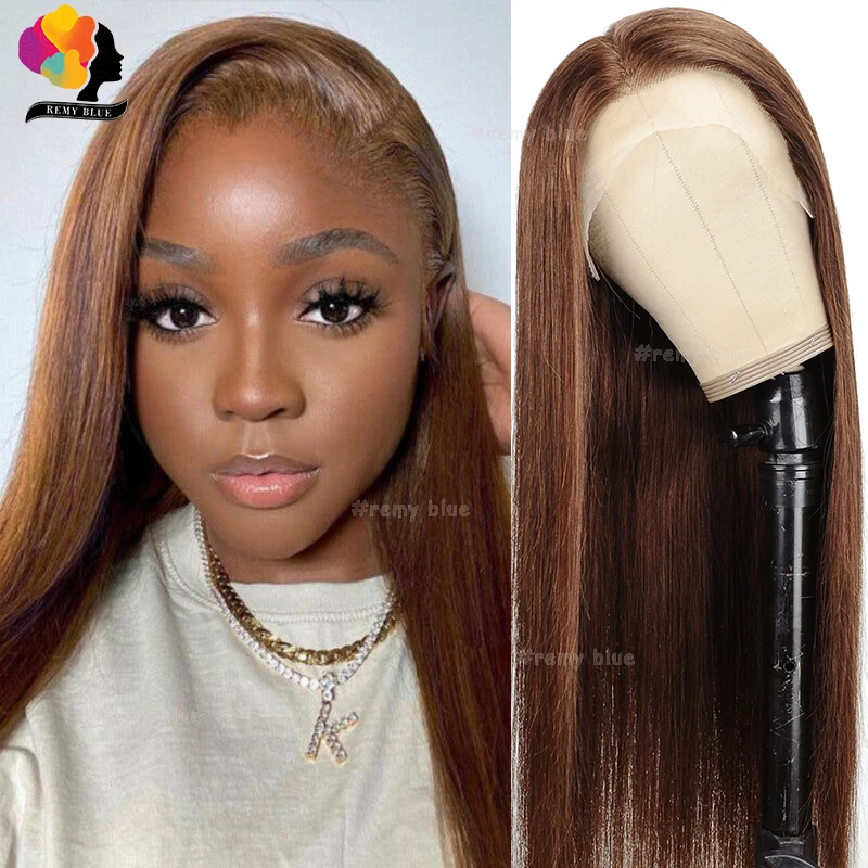 Парики шоколадно-коричневые 13x6 прямые передние парики на сетке из человеческих