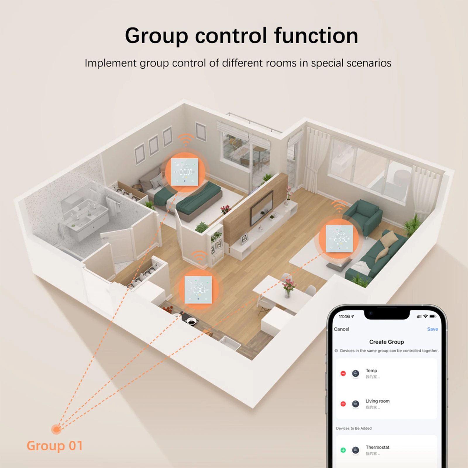 Умный Wi-Fi термостат Qiumi контроллер температуры воды/пола для отопления