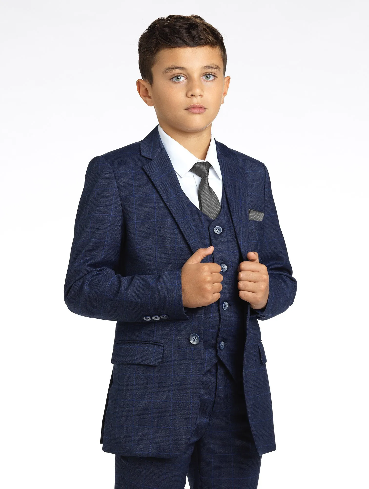 Boys Suit Plaid Three-piece Suit Formal Fit Formal Occasion Wedding Party Jacket + Vest + Pants