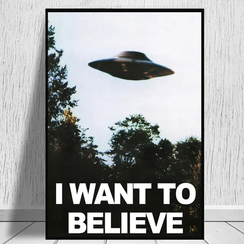 

I WANT TO BELIEVE The X Files Art Canvas Painting Wall Art UFO TV Series Canvas Painting Wall Art Alien Spaceship Picture Home