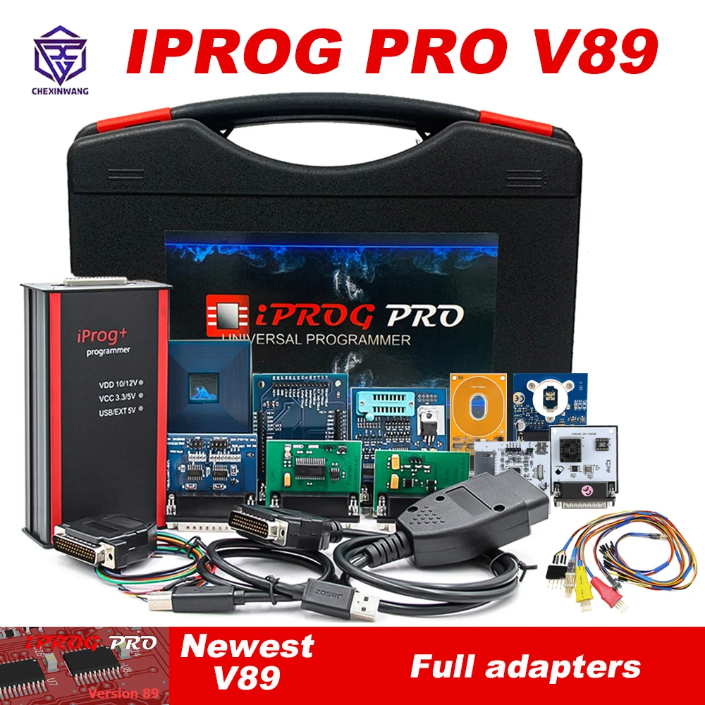 

Iprog Pro 2023 Full V89 with 7/11 Adapters Support Eeprom IMMO/KM/Radio /Airbag Reset Dashboard IPROG+ ECU Key Programmer Tool