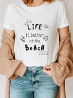 life is better at the beach womens t shirt female casual tops tee beach funny letter print o neck lady summer harajuku t shirt