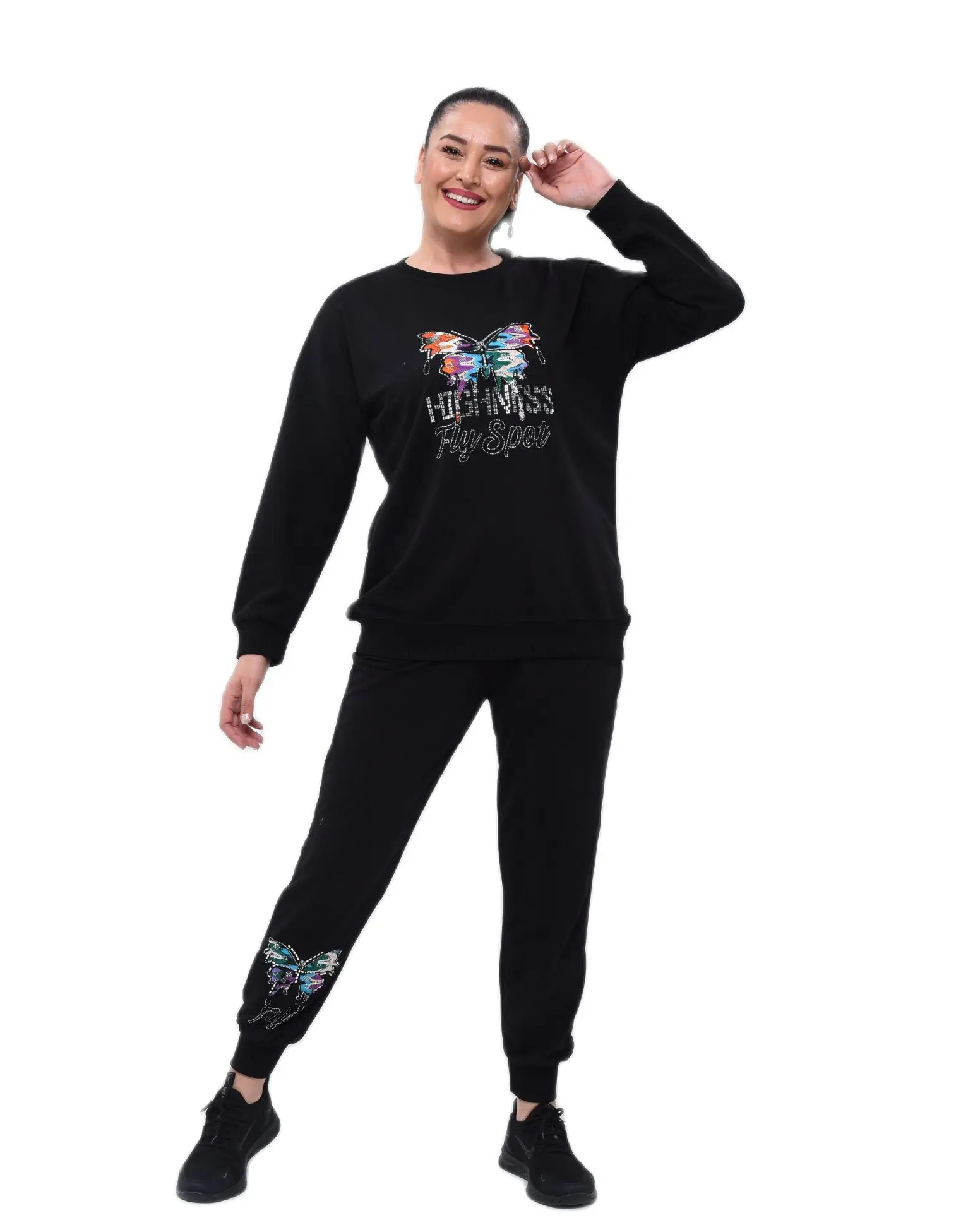 Женский размера плюс черный спортивный