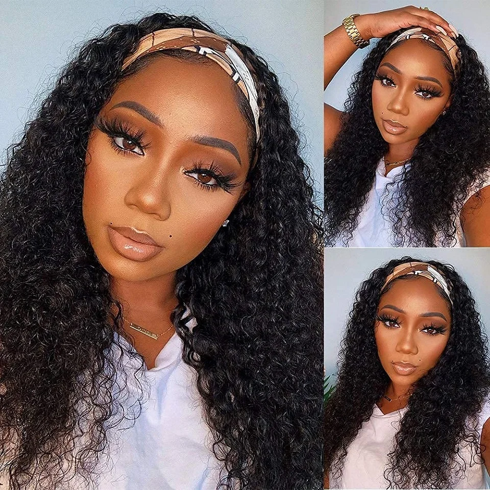 

Deep Wave Headband Wig Human Hair Wigs For Black Women Brazilian Remy Hair No Glue High Density Quality Water Wave Wig Wholesale