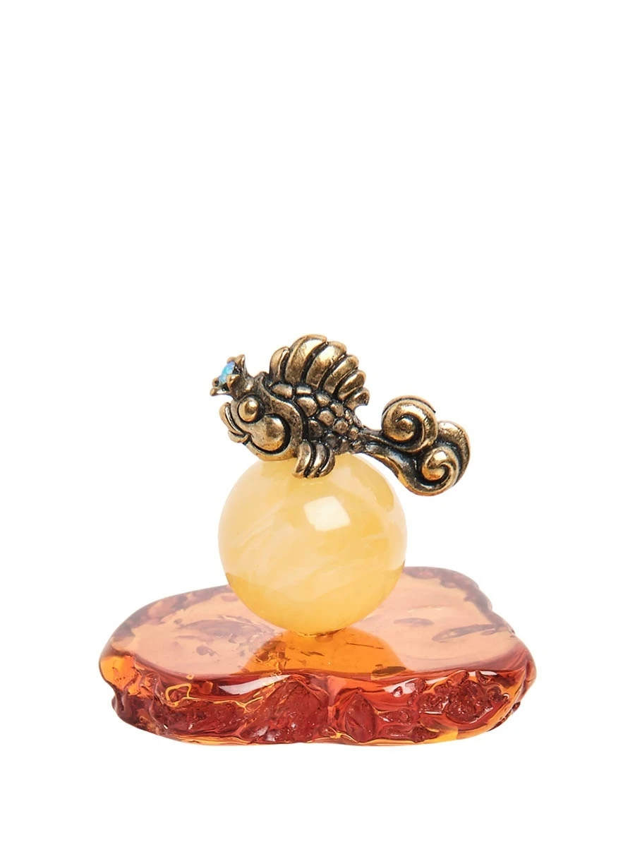 Figure &quotgoldfish on шарике&quot (brass amber) | Statues &amp Sculptures