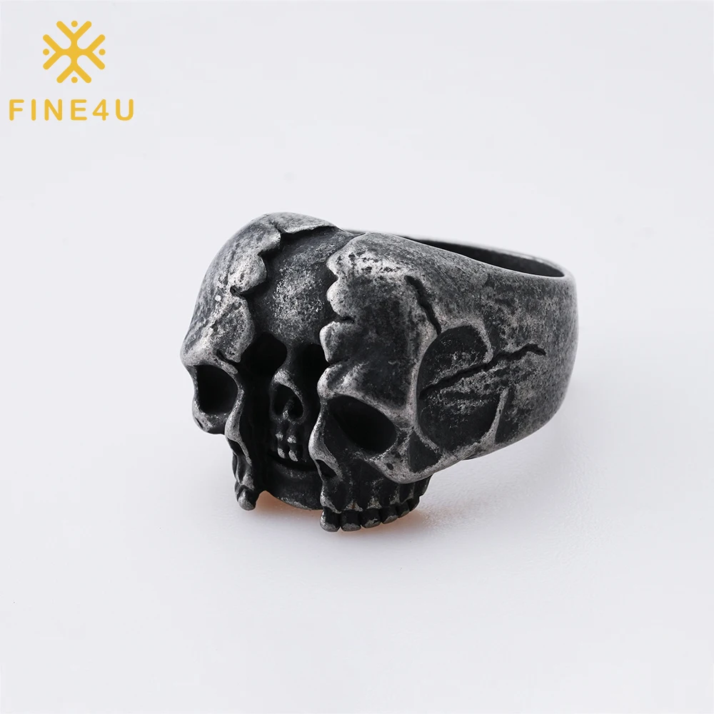 Винтажное кольцо из нержавеющей стали в стиле ретро с черепом FINE4U