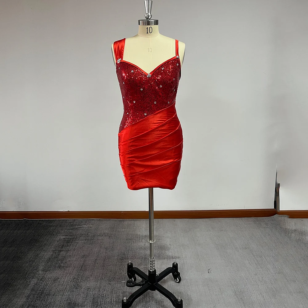 

Cocktail Dresses V Neck Straight Prom Dress 2022 Sexy Sleeveless Mini Bead Sequined Women Formal Party Gowns Robe Cocktail Femme