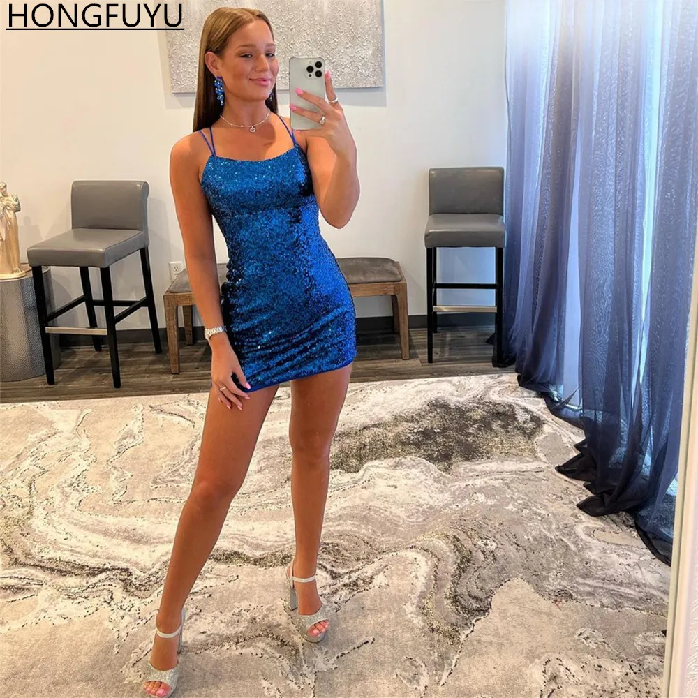 HONGFUYU короткие синие платья для коктейльной вечеринки без рукавов женское платье