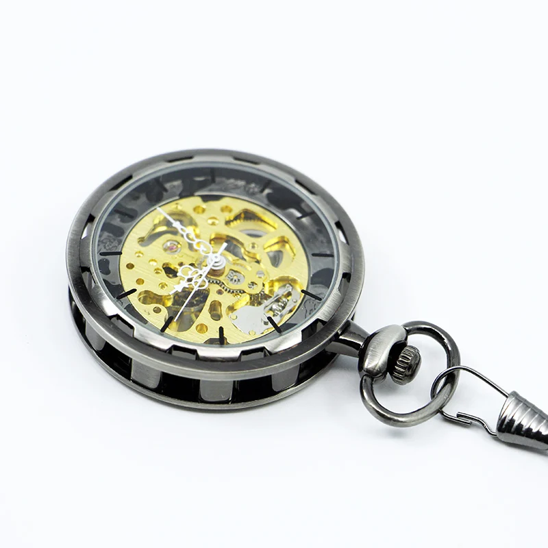 Retro Mechanical Pocket Watch Half Hunter Vintage Pendant Clock for Men Women Sweater Chain /Hanging Chain Fob Watches