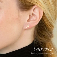 ouriner customized nameouriner earrings for women gold color personalized letter 316l stainless steel stud earrings gift for mom