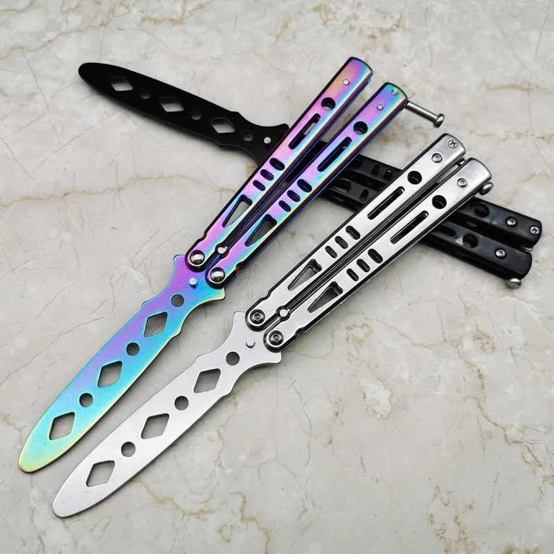 Portable Folding Butterfly Knife CSGO Balisong Trainer Stainless Steel  Pocket Practice Knife Training Tool Outdoor Games