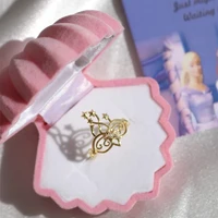 simple creative silver color princess crown ring swan finger rings for girl fashion party jewelry birthday gift for her