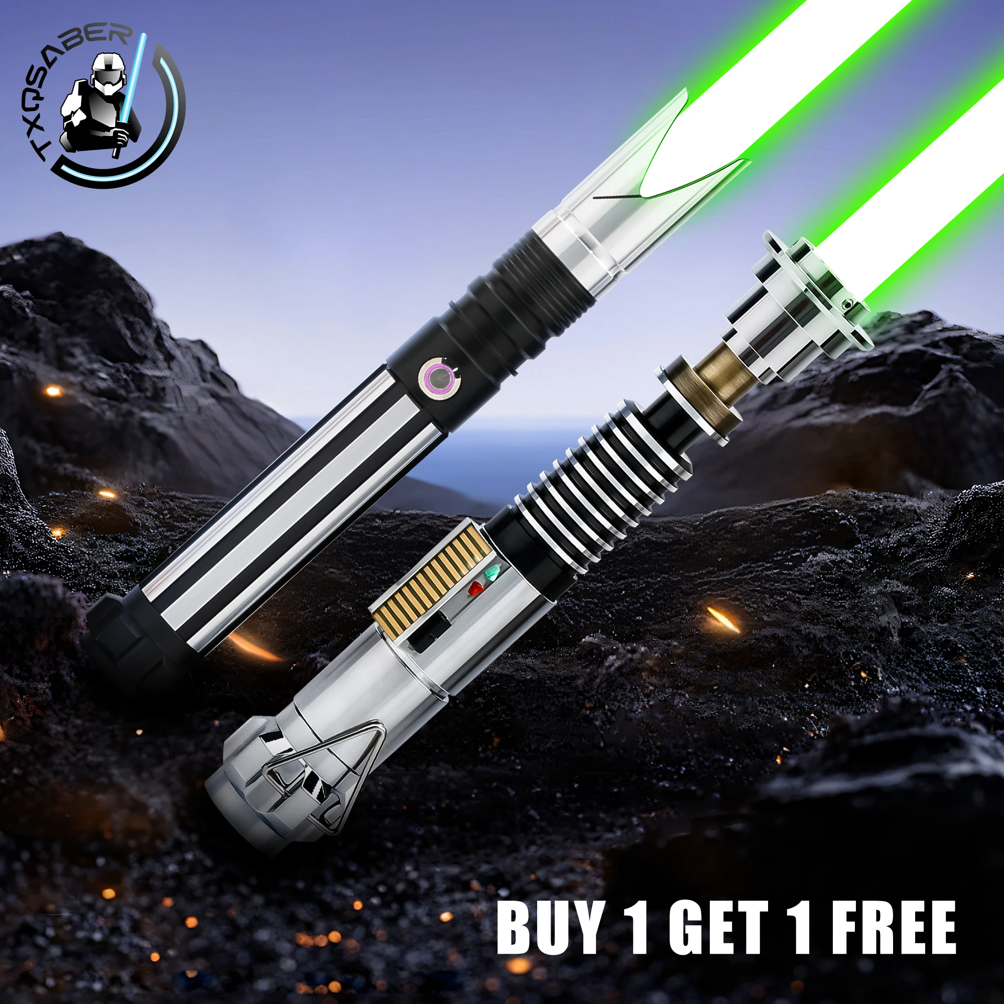 Фото TXQ LUKE Skywalker Рождественские лазеры Боевой световой меч Гладкие качели 12 цветов Бластер Металлические игрушки Косплей Подарок Juguetes Lightstick №1