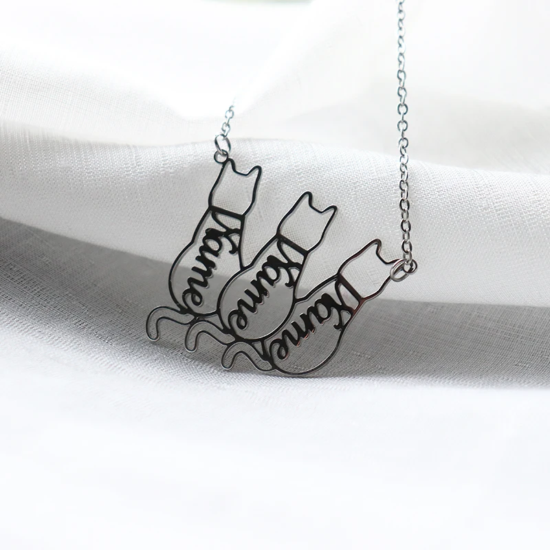 Ожерелье с именем животного кошки позолоченное 18 карат персонализированная