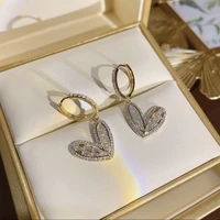 korean crystal zircon heart pendant earrings for women fashion decor opal star dangle earrings for birthday gift party jewelry
