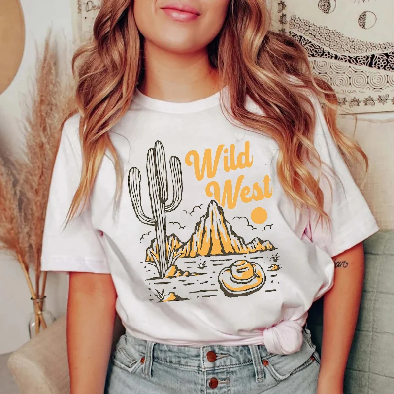 

Женская Винтажная футболка с рисунком кактуса, в стиле ретро