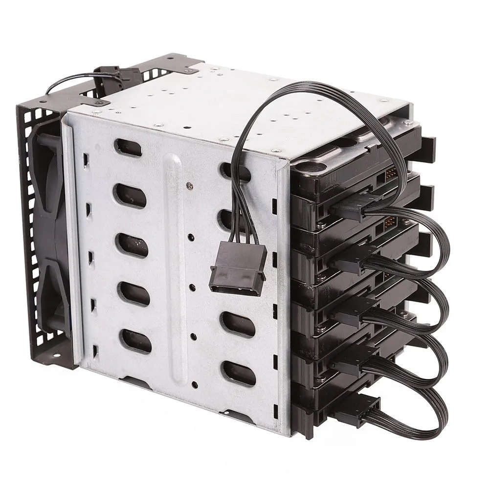 IDE Cable3 .5 hard drive cage 5 X 3.5" SATA SAS HDD Cage Rack Disk Enclosure With Fan HardDrive Disk Tray Caddy Adapter Chia images - 6