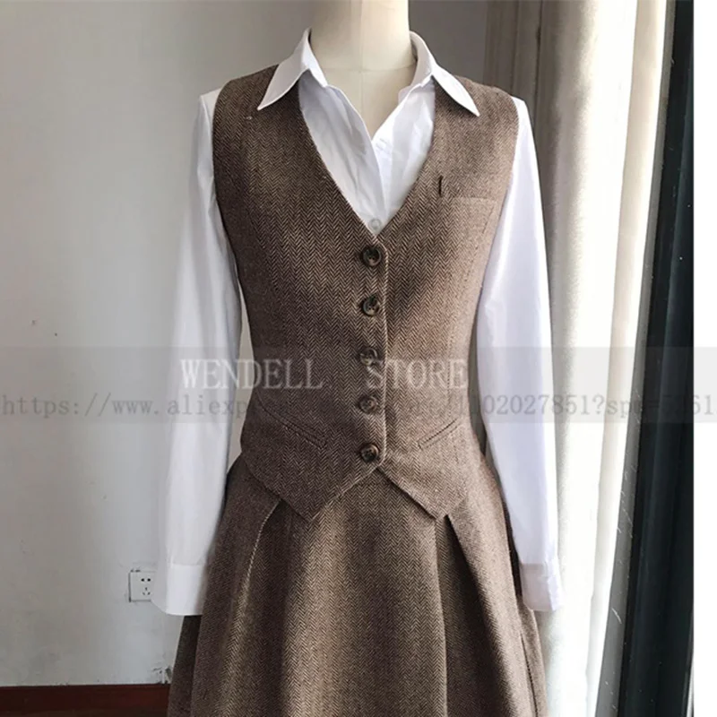 

Women's Vest Wool Herringbone Slim Fit Tailored Sleeveless Jacket Dongdaemun Korean Clothing Trf Woman Foo New in Outerwears Eam