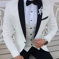 latest white wedding suit for men groom tuxedos custom made 3 pieces slim fit wedding groomsmen formal party suits