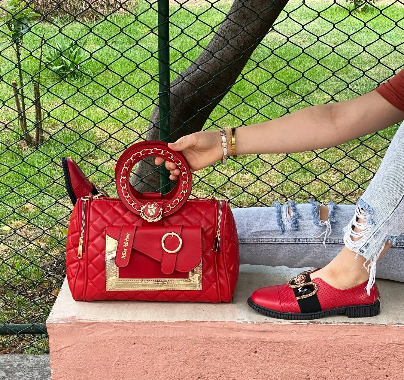 

Miss Melisa 2022 Model Stone Shoes bag for you Code B144