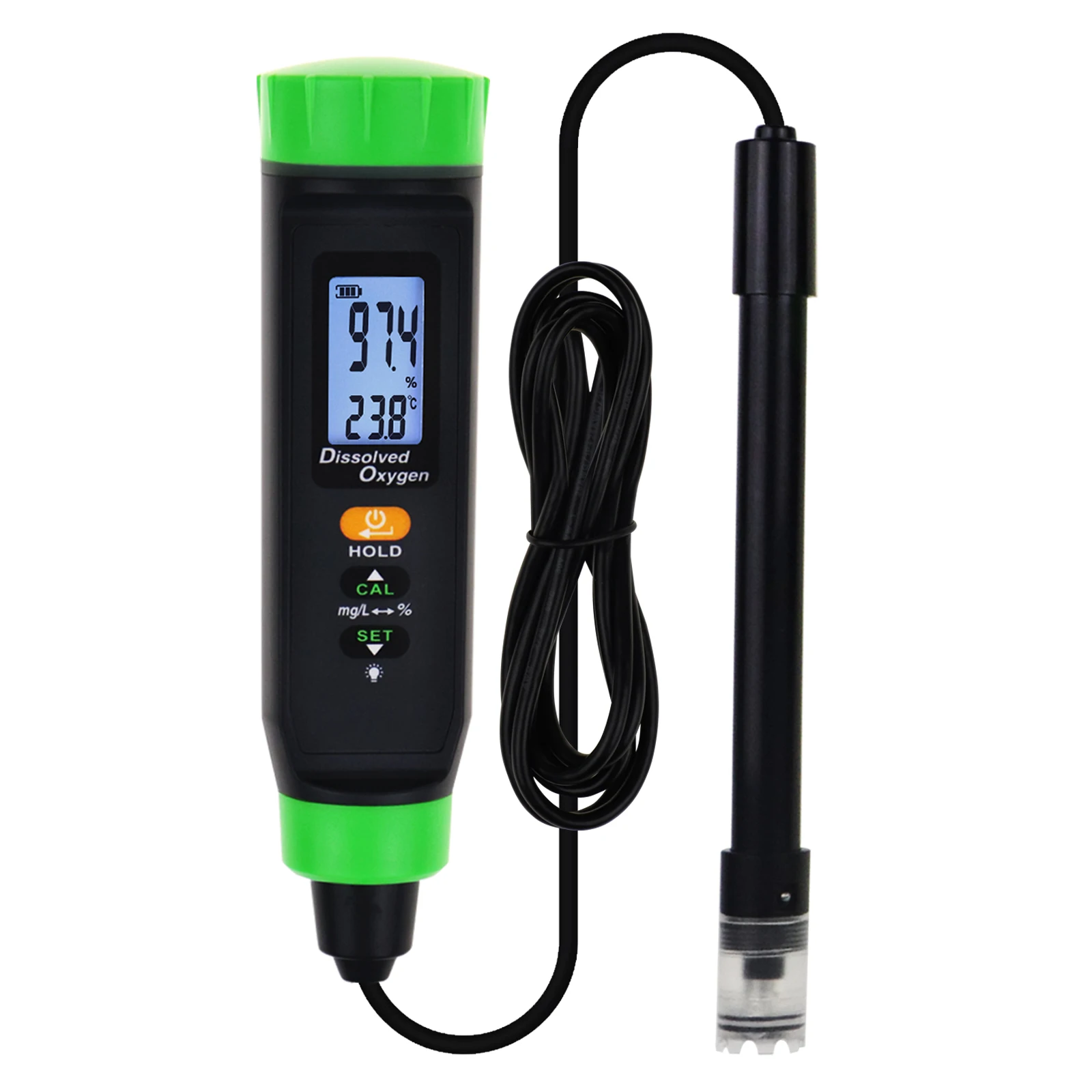

DO Meter Dissolved Oxygen Pentype Digital Water Tester Analyzer W/ 3M Self-floating Probe for Swimming Pool, Lab, Mariculture